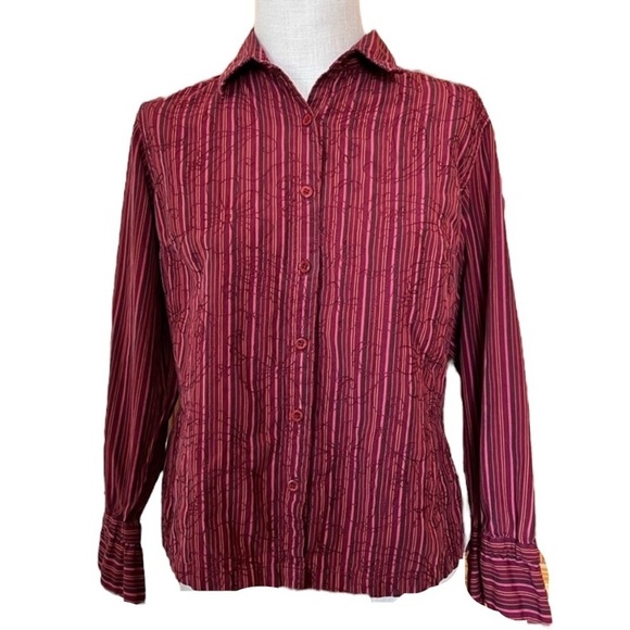 Columbia Large Stripe Embroidered Long Sleeve Button Up - Picture 1 of 8